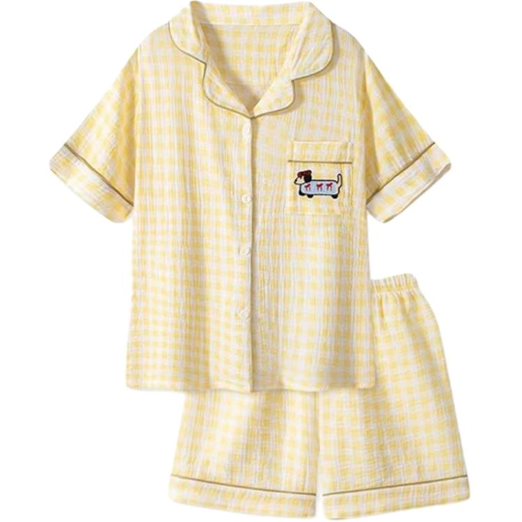 顶瓜瓜 夏季女透气舒适简约休闲短袖家居服睡衣套装 女款