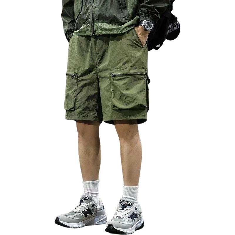 遨宇 美式高街经典户外机能潮牌运动学院风工装极简慵懒风薄款速干五分裤宽松直筒运动中裤休闲短裤 男款