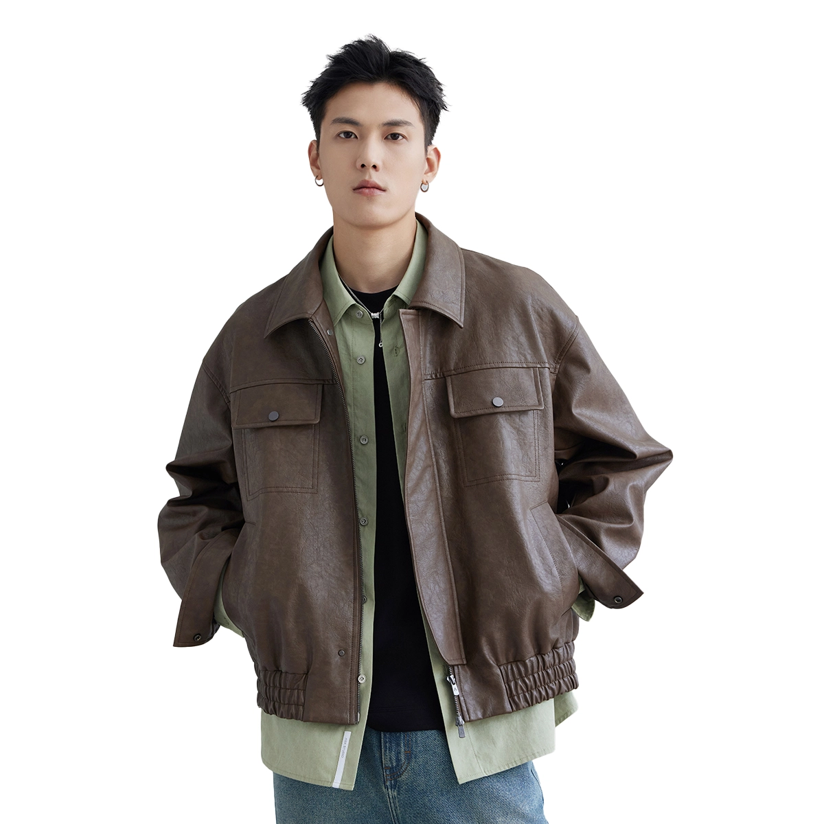 PU DISTRESS PU LEATHER JACKET