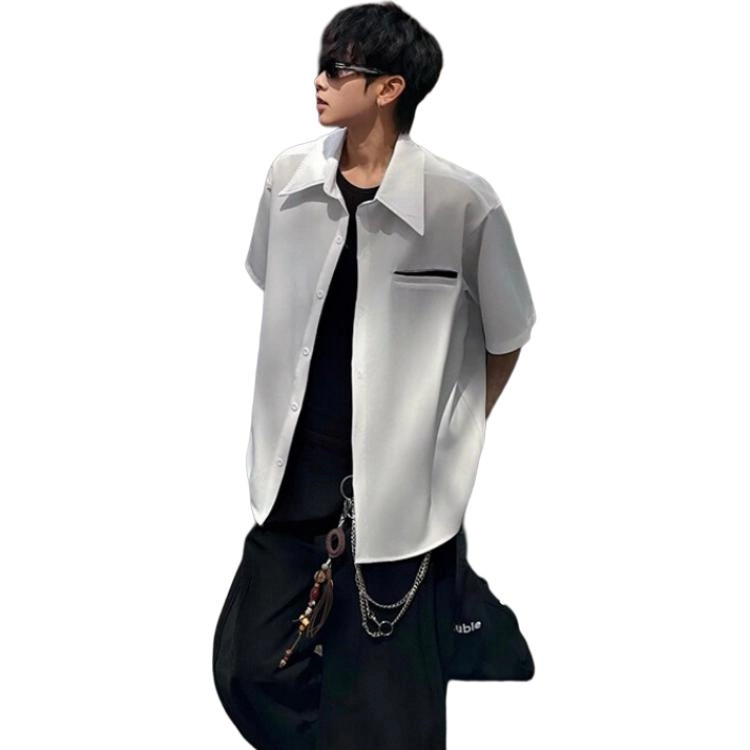 颂希尔 禁欲系痞帅高级感短袖衬衫 男女同款