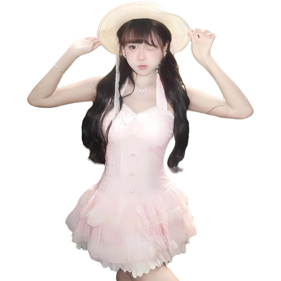 沐晓欣 优雅简约百搭休闲吊带连衣裙 女款