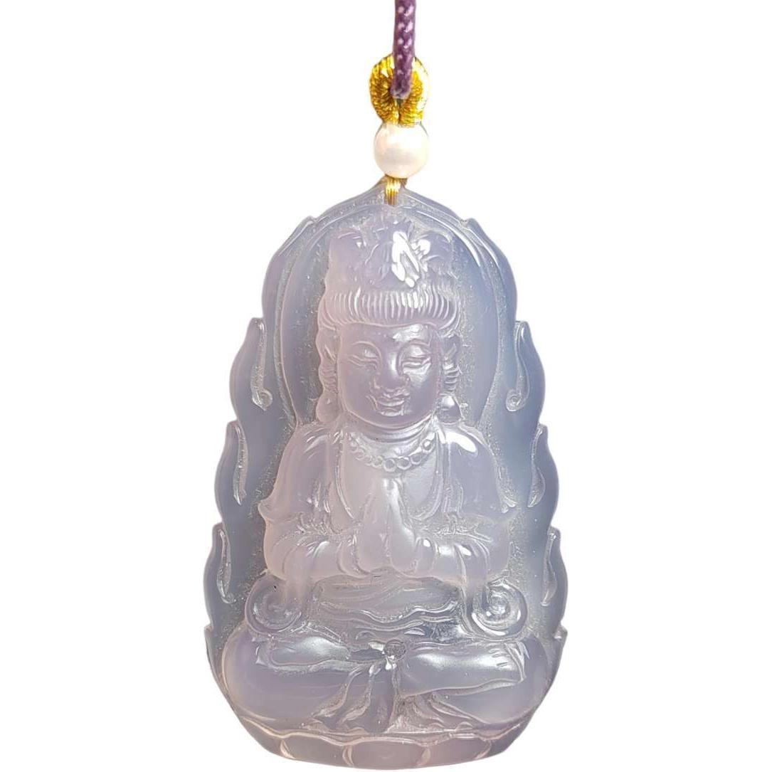 赐帛 新中式帝王紫高冰玉髓玛瑙观音菩萨挂件精致简约时尚温润冰透转运平安 玉髓 玉石项链 男女同款情侣款