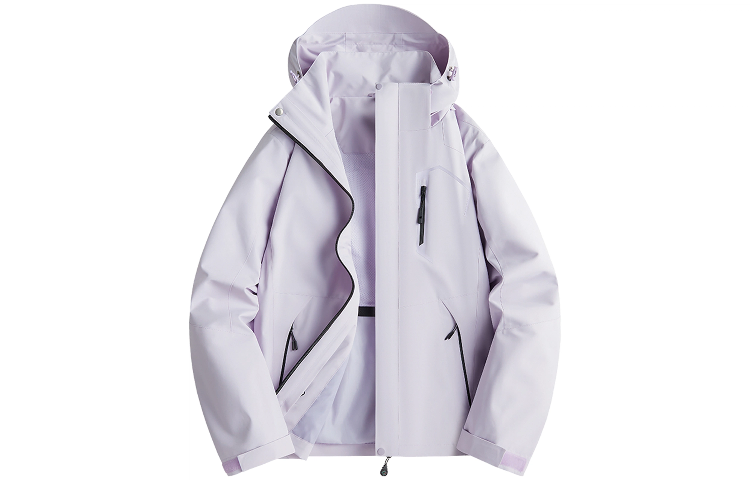 木林森 户外登山服防风防水可拆卸帽夹克外套 男女同款 冰川蓝