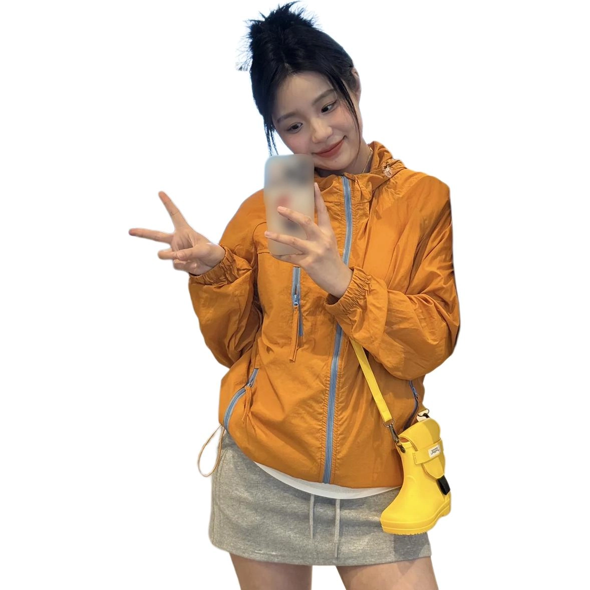 徐百货 夏季薄款多巴胺连帽上衣外搭美式户外高级感防紫外线宽松设计感百搭防晒服 男女同款