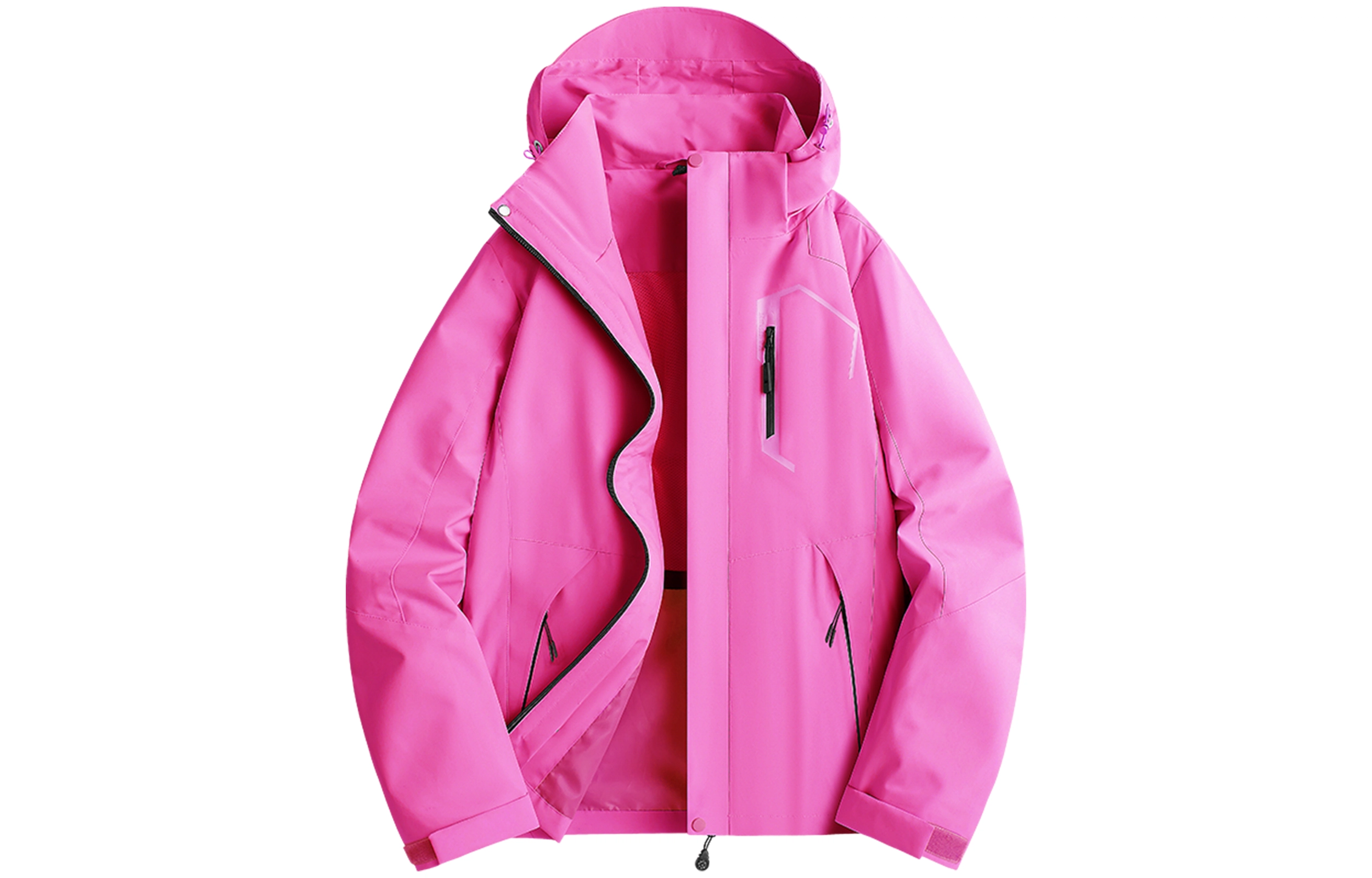 木林森 户外登山服防风防水可拆卸帽夹克外套 男女同款 冰川蓝