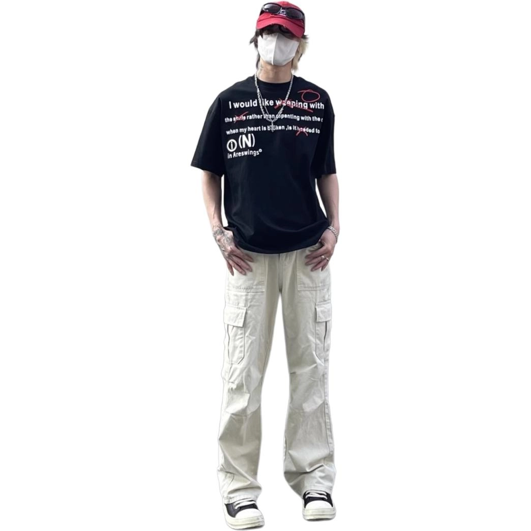 拓菲 机能伞兵工装裤子夏季阔腿裤直筒拖地休闲长裤 男女同款
