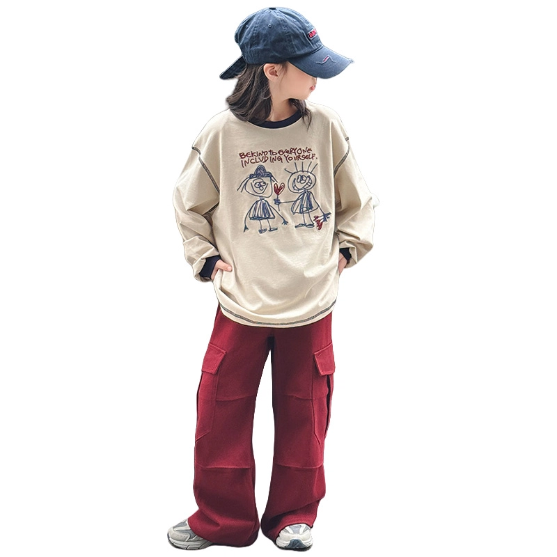 木木屋 舒适亲肤简约圆领落肩长袖卫衣青少年