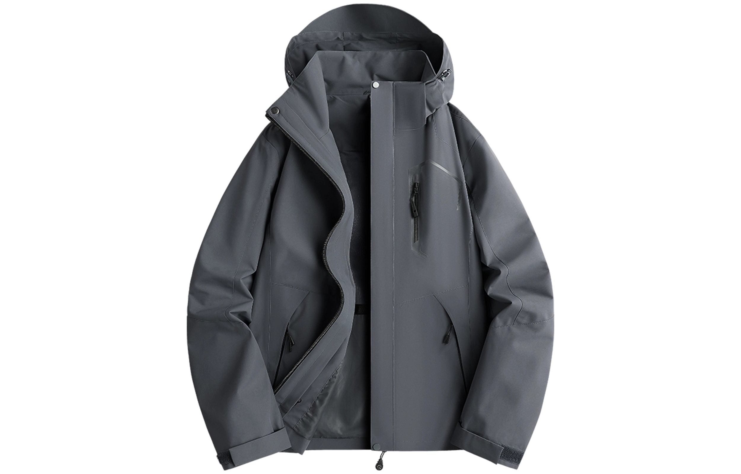 木林森 户外登山服防风防水可拆卸帽夹克外套 男女同款 冰川蓝