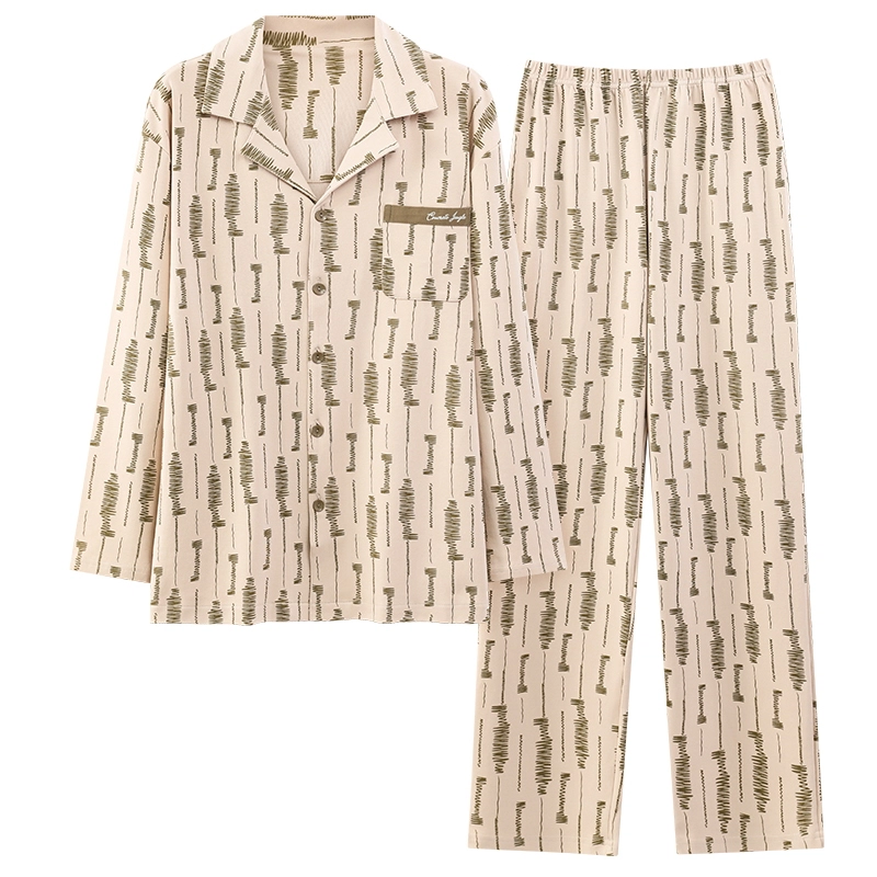 顶瓜瓜 花色图案满印纯棉面料简约家居服舒适亲肤可外穿睡衣套装 男款