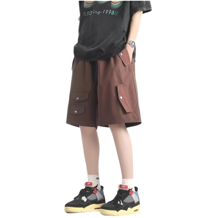 木木兔 男士夏季美式潮流百搭裤子简约设计感五分裤夏天男生复古工装休闲短裤 男女同款