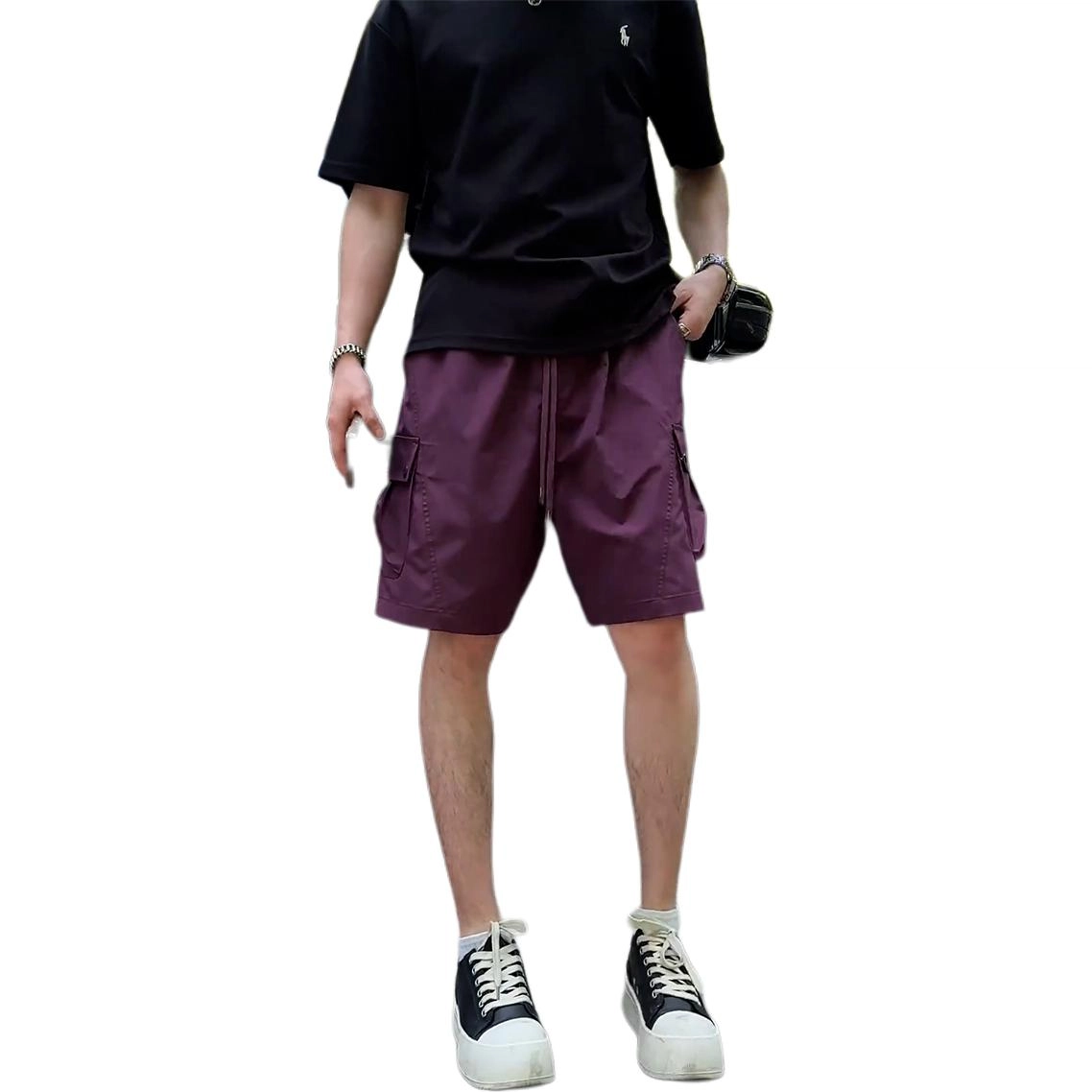 徐百货 美式潮牌时尚工装夏季薄款透气大口袋纯色潮流百搭宽松五分裤休闲短裤 男女同款