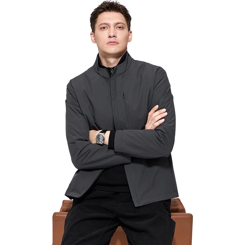 与狼共舞 口袋印花商务加绒立领夹克外套 男款