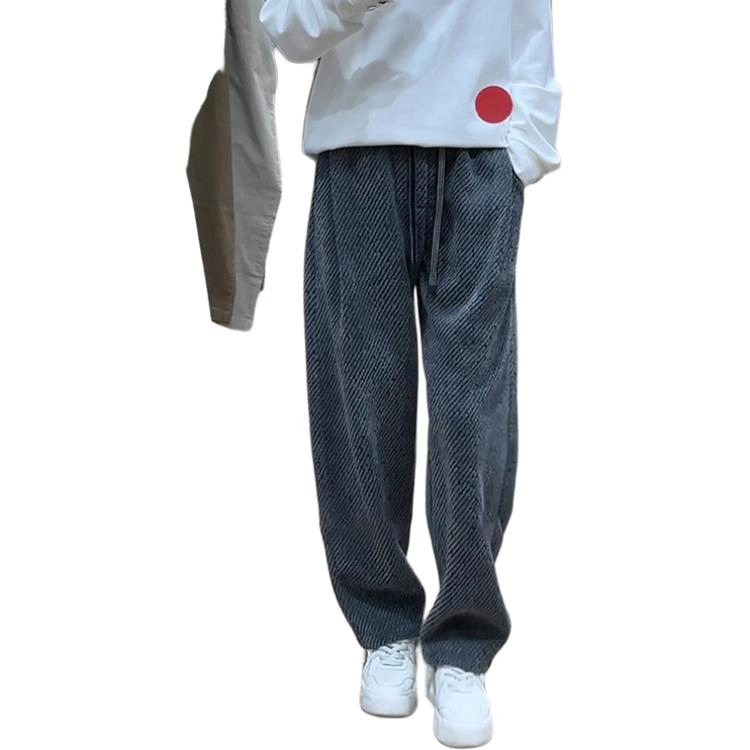 煦加 微弹纯色条纹美式复古休闲裤 男款