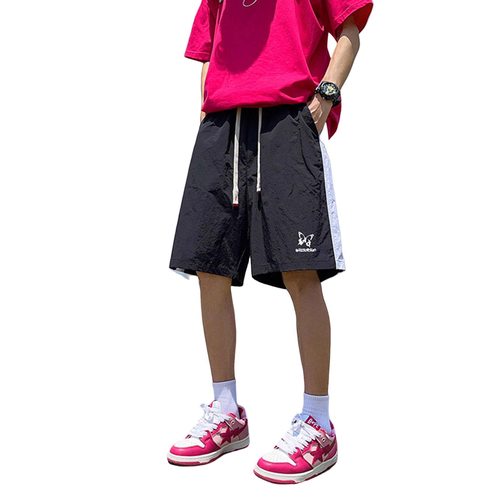 哲源 美式复古运动百搭运动休闲短裤 男女同款