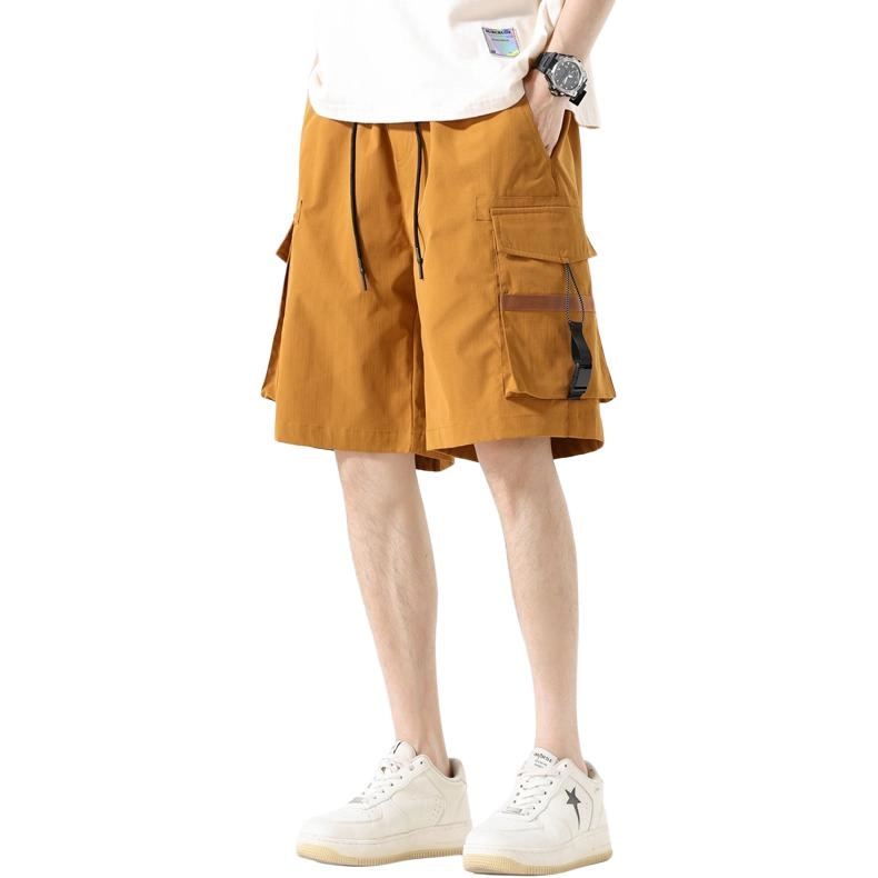 左岸 夏季薄款美式复古高街宽松中裤户外机能运动休闲百搭多口袋五分裤工装短裤 男款