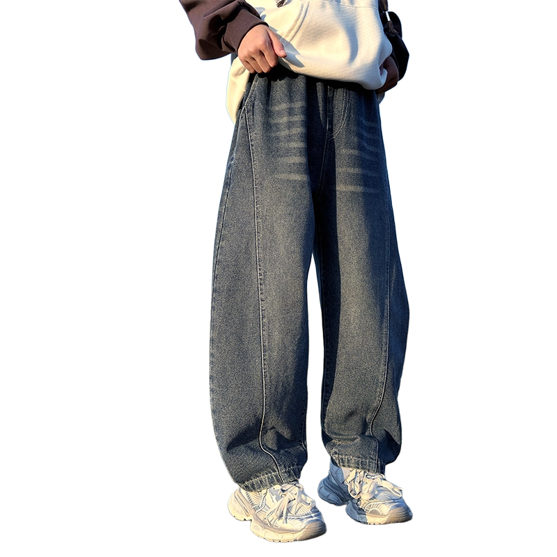 木木屋牛仔裤 洋气复古舒适柔软休闲百搭 蓝灰色 儿童款