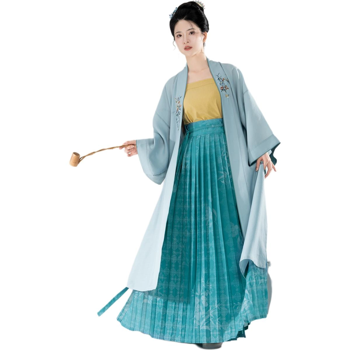 织造司 冰心壶日常宋制轻褙子宋抹吊带一片式半身百褶裙汉服 女款