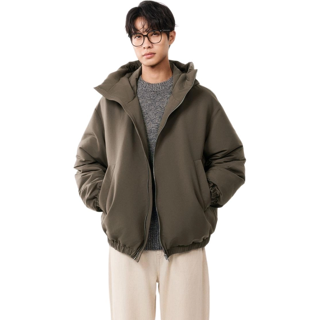 棉先生 时尚都市纯色短款羽绒服 男款