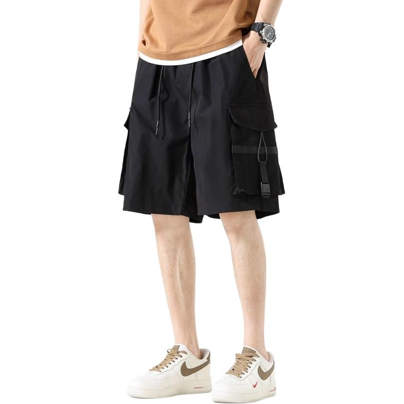 左岸 夏季薄款美式复古高街宽松中裤户外机能运动休闲百搭多口袋五分裤工装短裤 男款