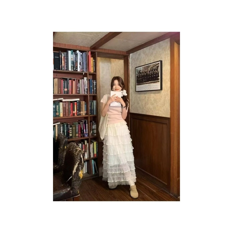 依钗 时尚蕾丝拼接斜肩短袖针织衫洋气纯欲蝴蝶结截短上衣 女款