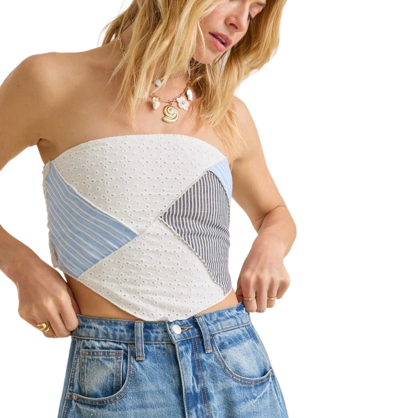 ALTAR'D STATE Jasmine Eyelet Stripe Tube Top