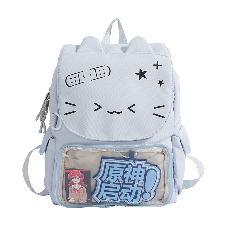 單倉 高颜值可爱猫咪日系可拆卸学院风轻便耐磨背包初高中学生大容量通勤百搭书包 尼龙布 双肩痛包 常规 女款 黄色/绿色/蓝色/黑色