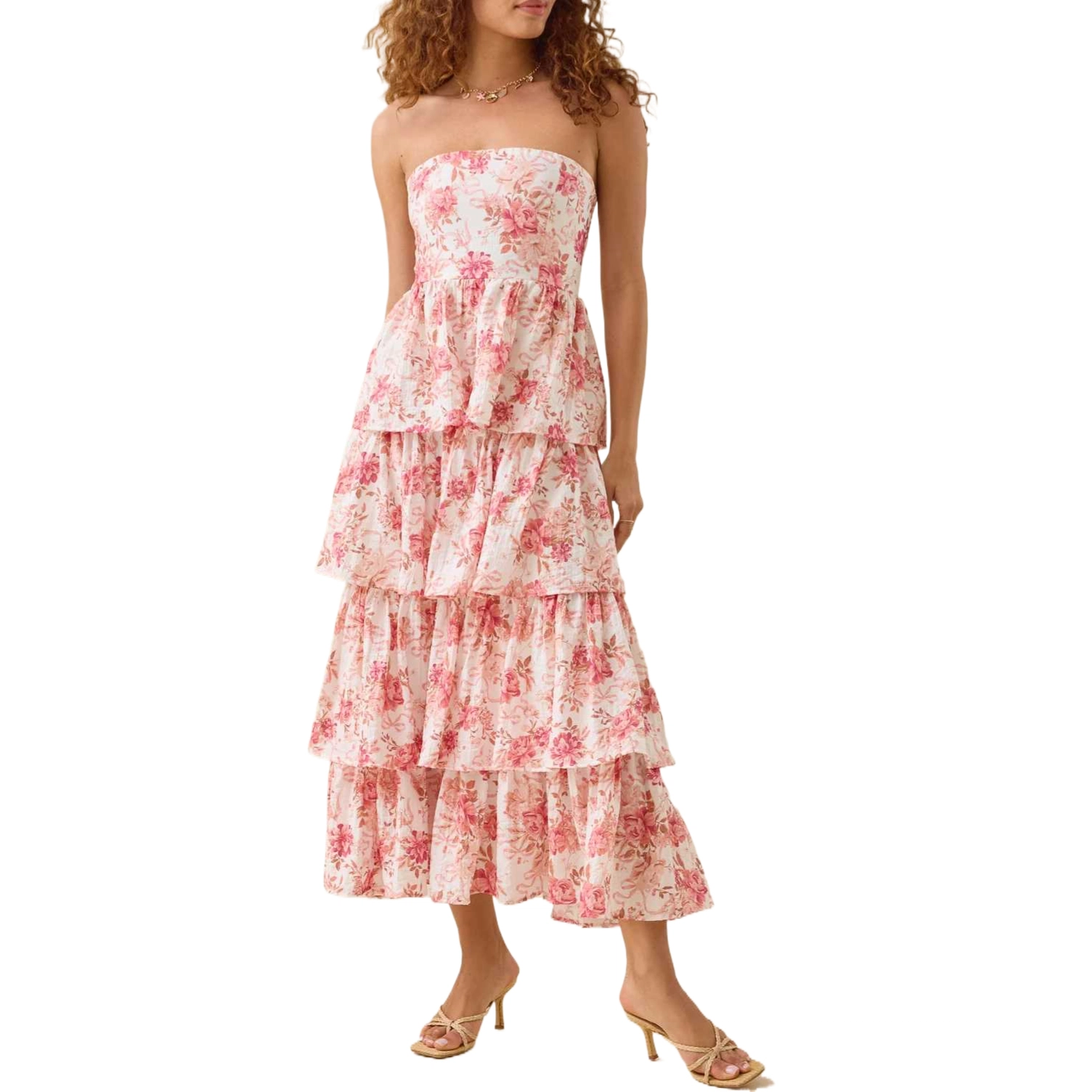 ALTAR'D STATE Rose Floral Tired Maxi Dress