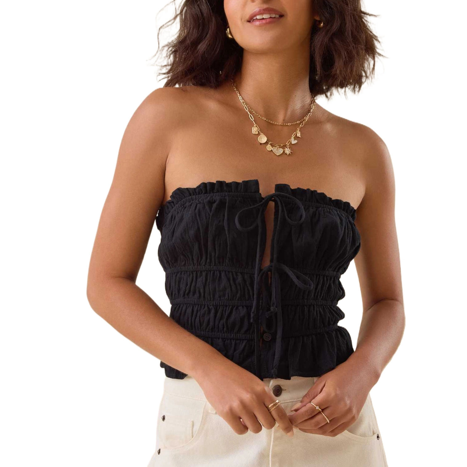 ALTAR'D STATE Tie Front Tube Top Frannie