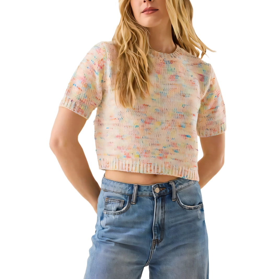 ALTAR'D STATE Zoey Confetti Cropped Pullover