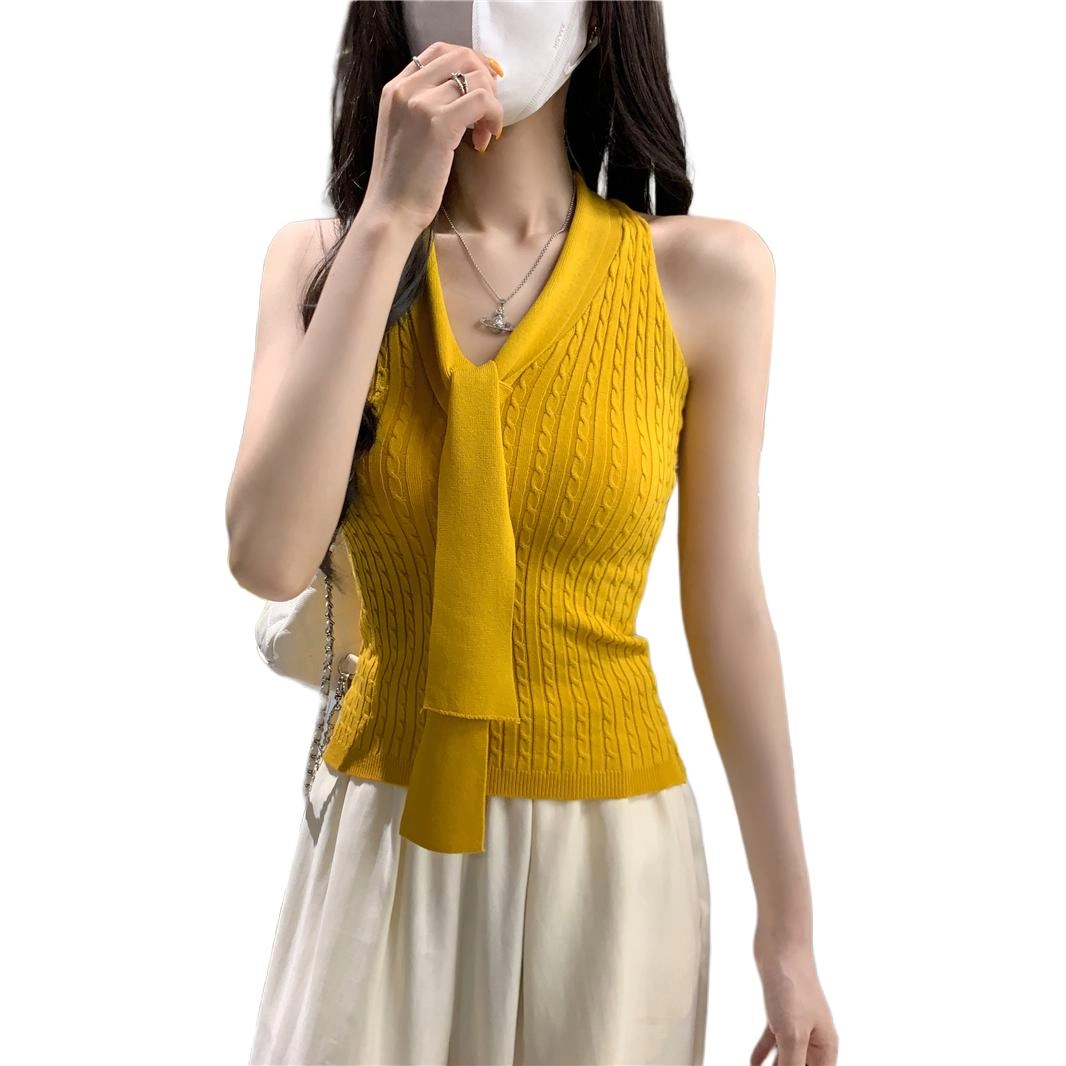 缪斯的诱惑 背心露背高级感无袖挂脖吊带 女款