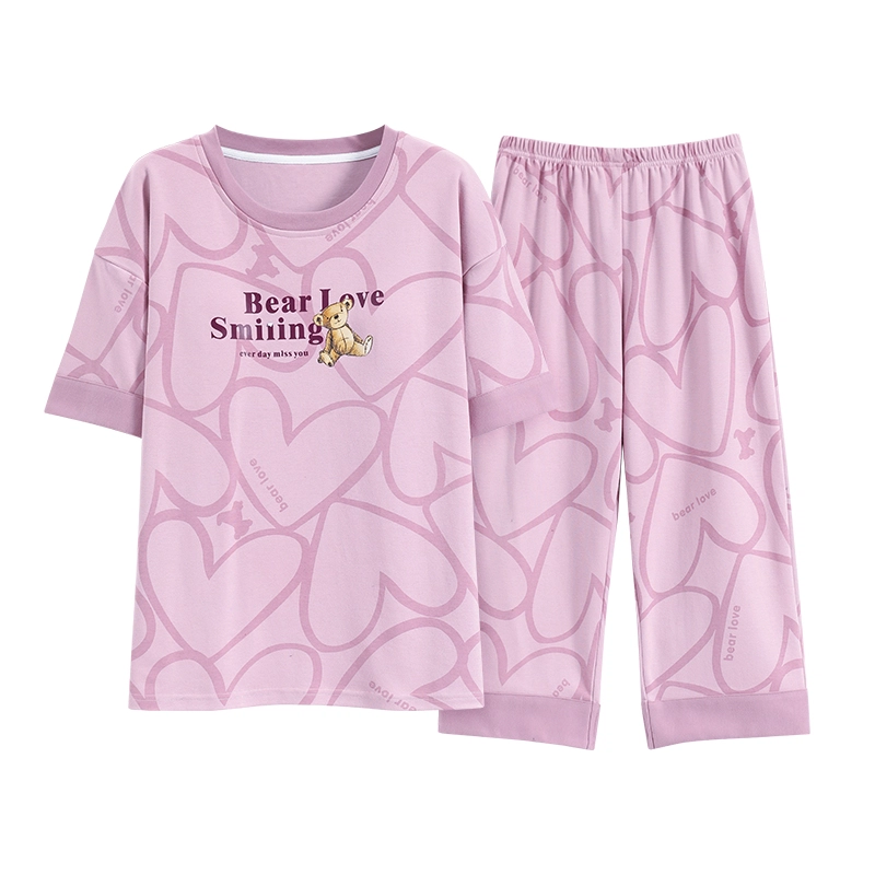 芬腾可安 可外穿的休闲春夏秋季带杯垫家居服睡衣套装 女款