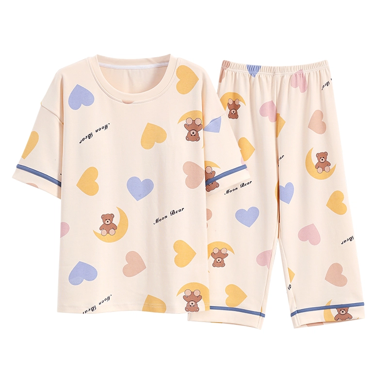 芬腾可安 可外穿的休闲带杯垫春夏秋季家居服睡衣套装 女款