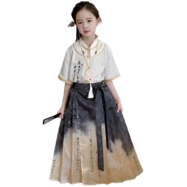 天才小熊汉服套装 女童夏季大童运动小孩衣服 小女孩 青少年中国风洋气时髦 漂亮 甜美