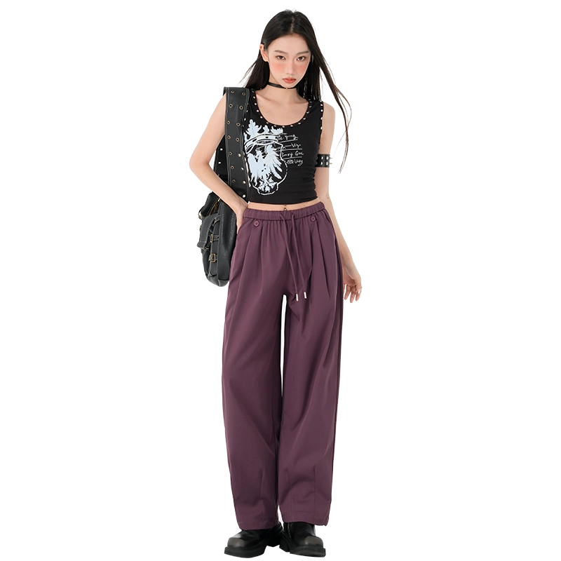 玫丝朵 美式简约风时尚轻薄高腰宽松阔腿休闲裤 女款