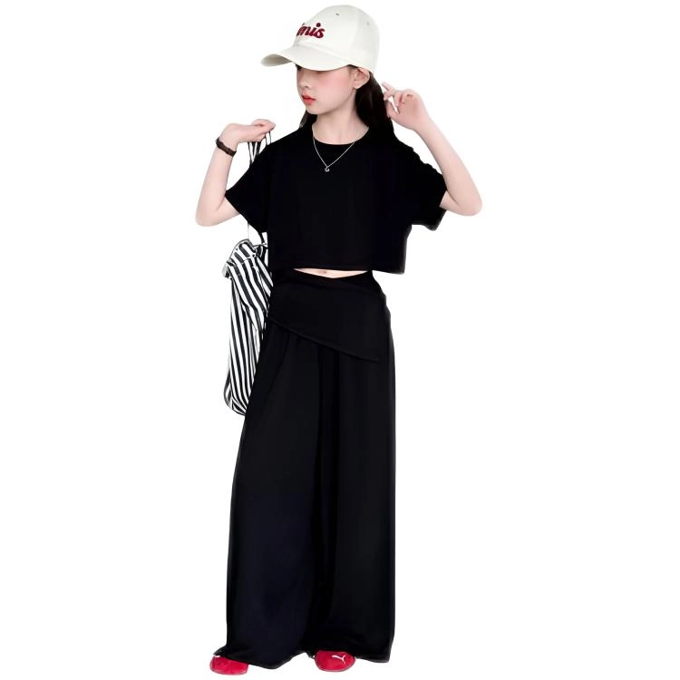 比比我儿童休闲运动套装 女童夏季 小孩衣服 小女孩纯色  大童潮牌 百搭舒适 潮流短袖