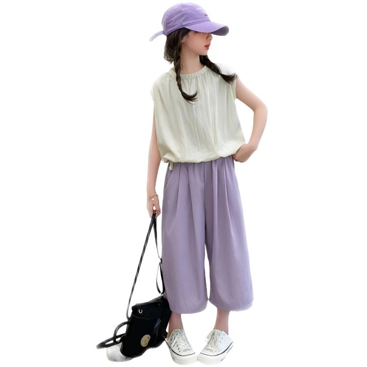 比比我儿童套装  休闲运动 女童夏季服装 小孩衣服 小女孩七分裤 大童潮牌
