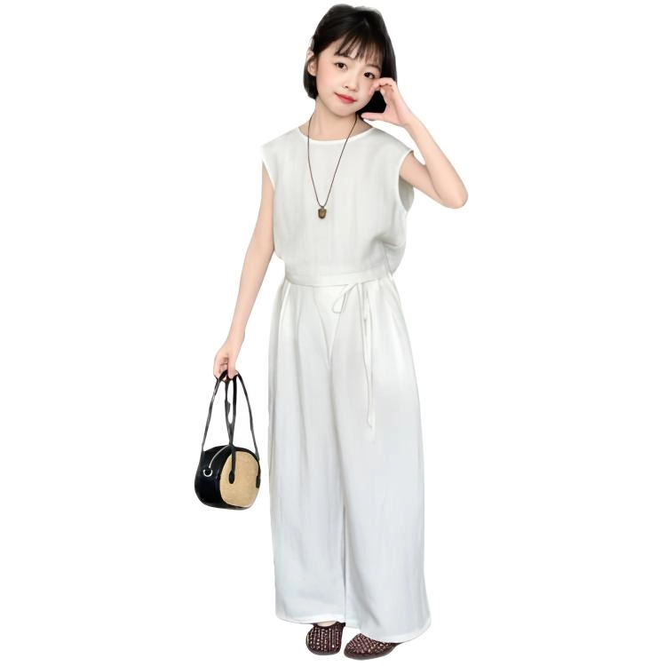 比比我儿童套装  休闲运动  女童夏季服装  小孩衣服 小女孩棉麻套  大童潮牌