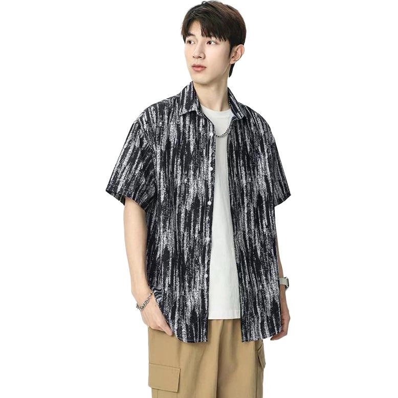 童先森 夏季薄款宽松翻领短袖衬衫 男款