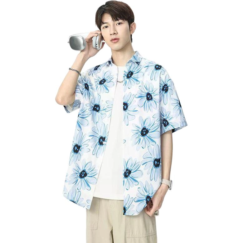 童先森 夏季薄款宽松翻领短袖衬衫 男款