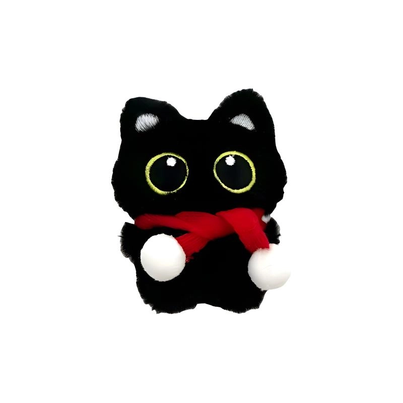 丹琴 煤球小黑猫咪 可爱卡通精灵玩偶萌趣创意手玩把件公仔书包背包挂饰百搭汽车钥匙扣 毛绒 挂件 男女同款情侣款