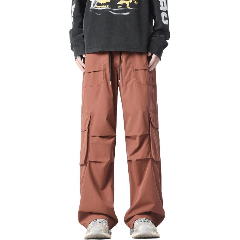 帝狼牛 美式户外机能运动拼接解构褶皱设计感舒适宽松百搭通勤直筒 休闲裤 男女同款
