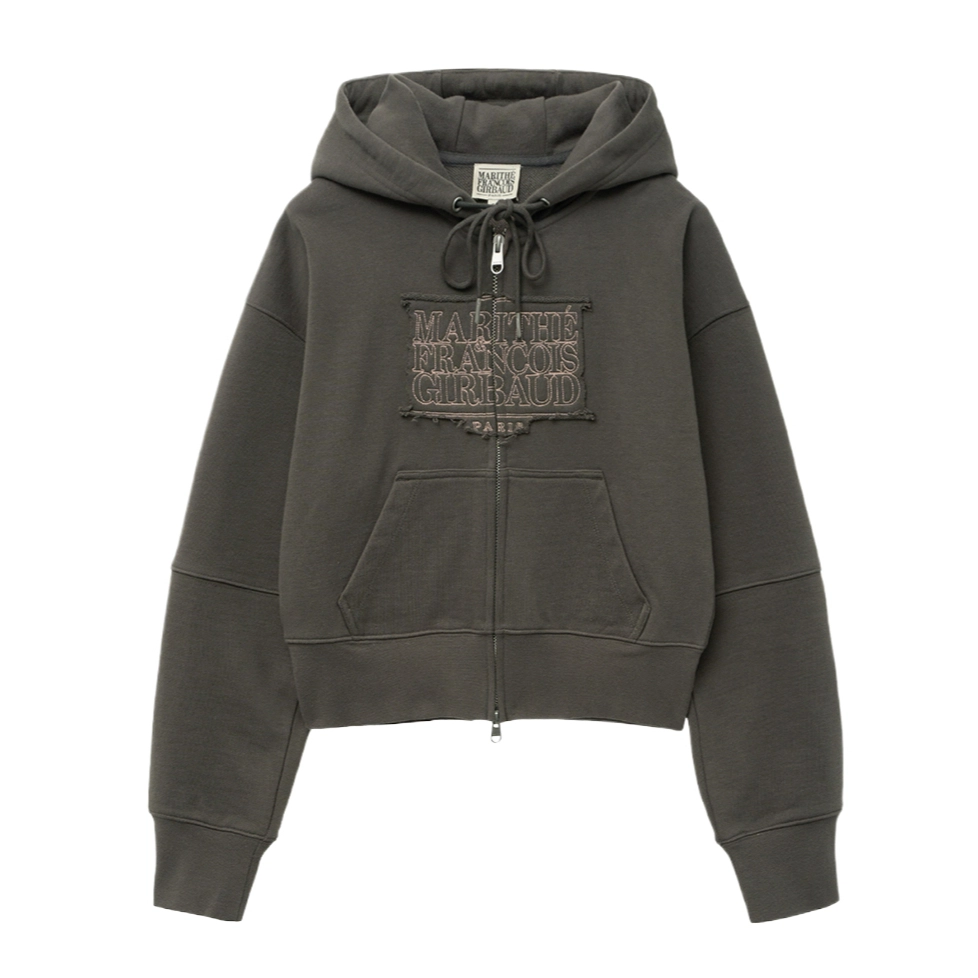 MARITHE FRANCOIS GIRBAUD W CLASSIC LOGO CROP HOODIE ZIPUP