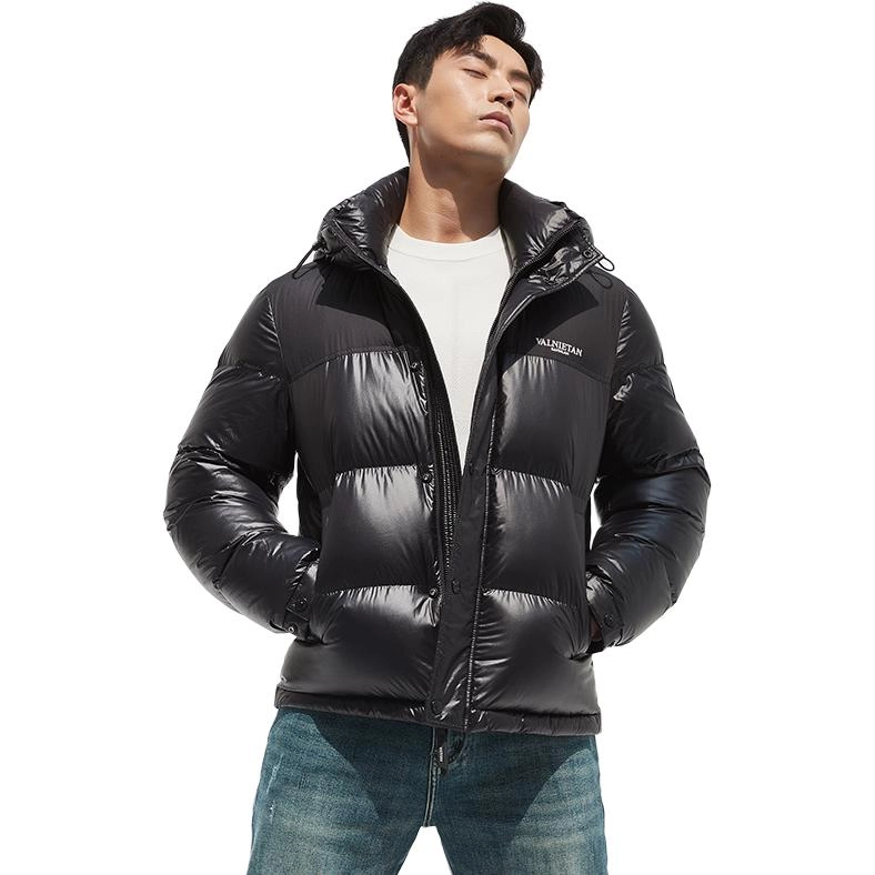 古鲨 亮面拼接时尚潮流连帽面包服冬装夹克外套 男款