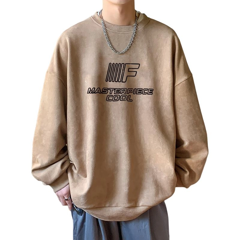 棉基因 美式高街字母印花麂皮绒圆领宽松简约休闲百搭卫衣 男女同款 五色可选