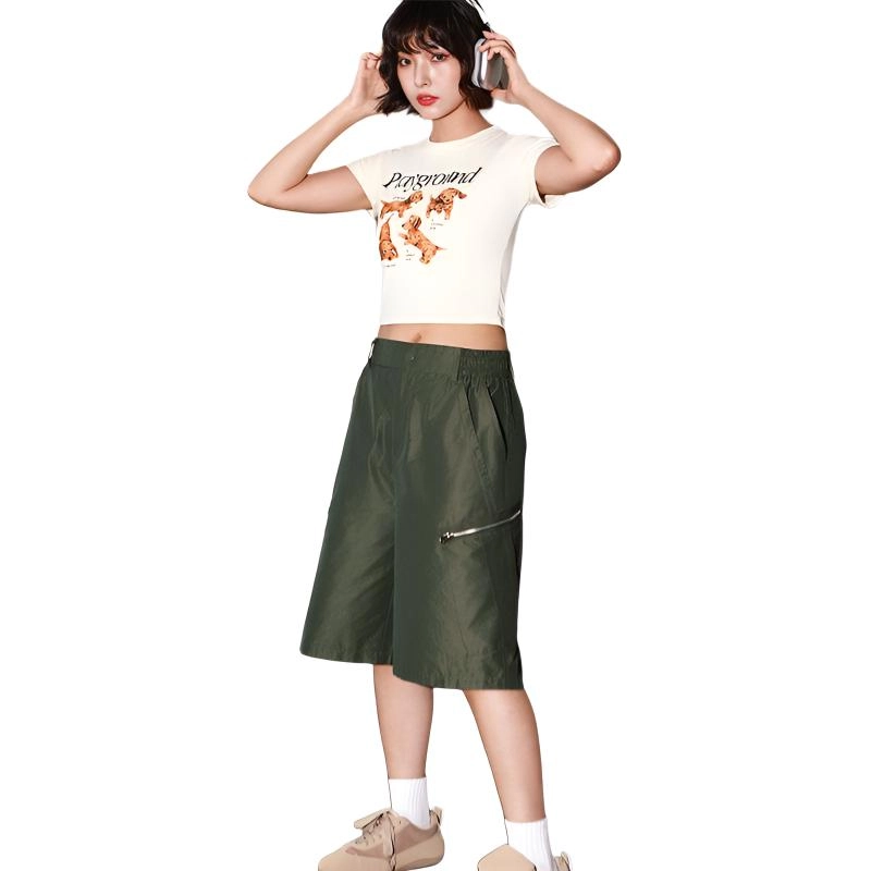 左岸 夏季美式高街风复古百搭时尚潮流个性纯色日常通勤户外活动宽松舒适透气吸汗冰爽帅气潮牌休闲短裤 男女同款