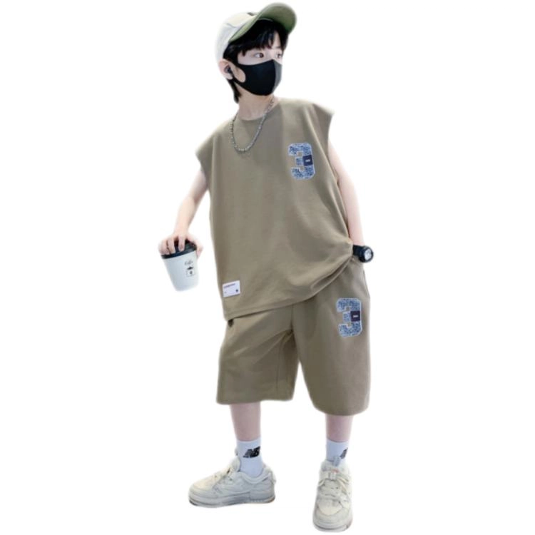天才小熊休闲运动套装  男童夏季时尚帅气数字印花大童潮牌小孩衣服 小男孩短袖洋气时髦 舒适轻便