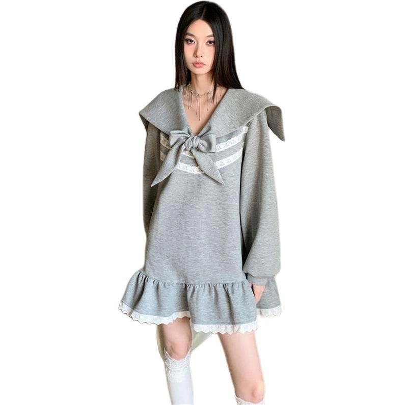 邓大喵 简约舒适潮流时尚长袖连衣裙 女款