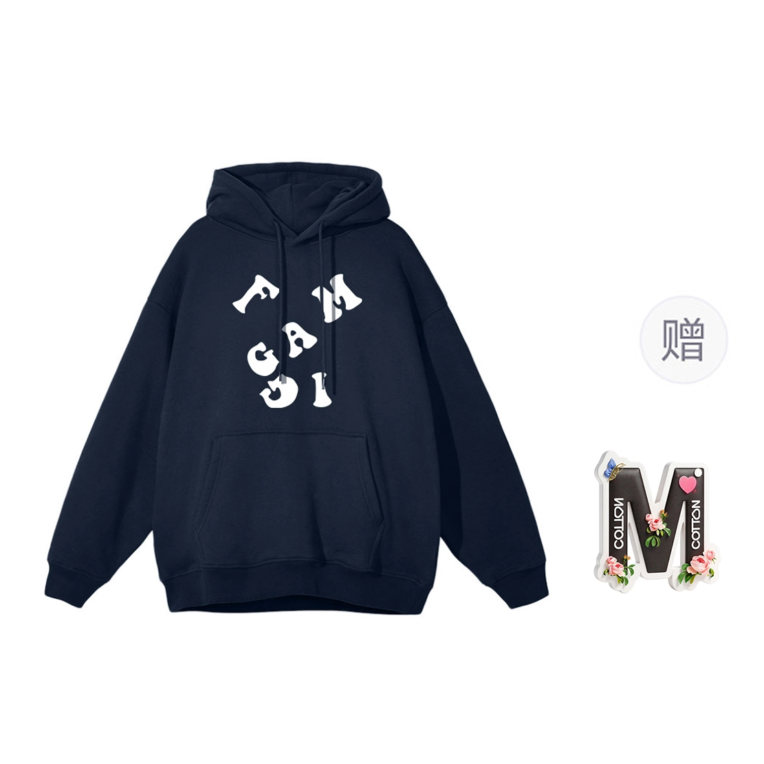 棉购 美式字母印花春秋基础款上衣韩版潮流时尚重磅连帽长袖宽松复古卫衣 男女同款