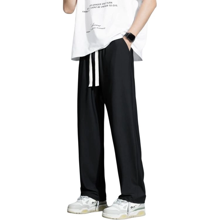 左岸 青少年港风潮流冰丝凉感纯色简约宽松柔软舒适透气直筒阔腿裤垂感轻便速干长裤休闲裤 男款