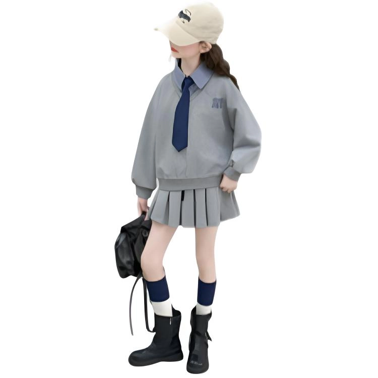 比比我休闲运动套装  女童春秋季时尚学院风大童潮牌小孩衣服 小女孩长袖洋气时髦 舒适帅气轻便